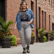 NWT Torrid Bombshell Skinny Jeans 22 Gray Distressed High Rise Soft Stretch