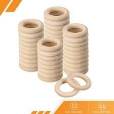 100Pack 30mm 1.2" Natural Wood Rings 6mm Thick Smooth Unfinished Wooden Circles