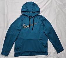 Nike Dri-fit Hoodie Fleece Sweatshirt Teal/black Men's Size Medium Camo Swoosh
