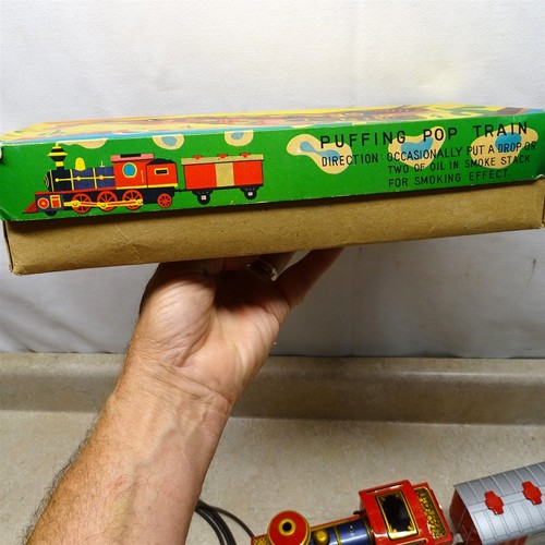 Vintage Marusan Toys Tin Puffing Pop Train + Box, Battery Op, Works - Picture 4 of 15