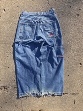 JNCO Vintage 90s Wide-Leg Embroidered Baggy Jeans 34x32