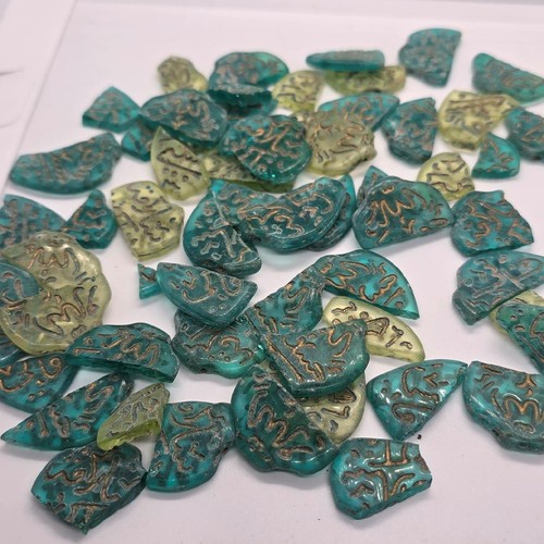 10oz Vintage Old Czech Green Uranium Glass Pieces All Broken DIY Mosaics Craft