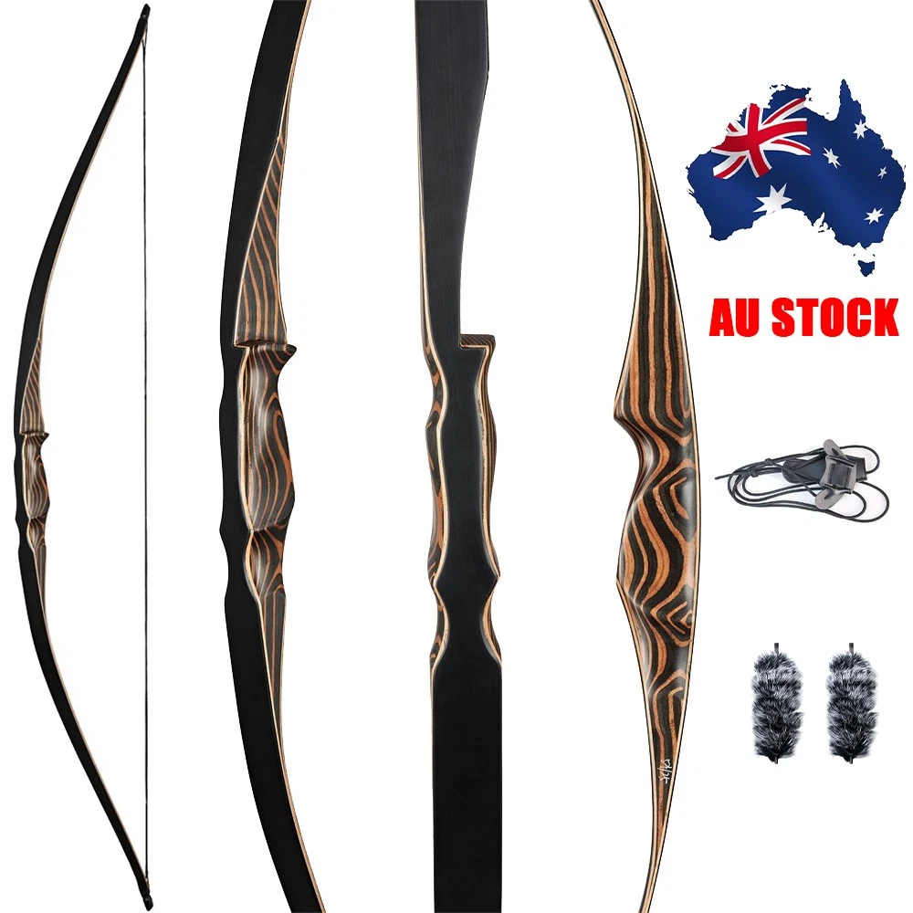 54" Traditional Recurve Bow Wooden Longbow 20-70lbs for Archery Hunting Shooting