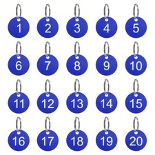 20Pcs Number Tags 1-20 35mm Round Key Tags for House Lockers Blue