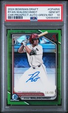 2024 Bowman Draft Ryan Waldschmidt 1st Auto Green /99 PSA 10 Diamondbacks