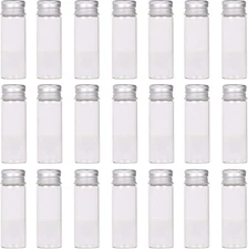 MaxMau 24 Tiny Jars with Aluminum Screw Lids 15ml Small Glass Bottles Clear 
