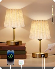 Small Bedside Table Lamps Set of 2, Touch Dimmable Table Lamps with USB Ports...