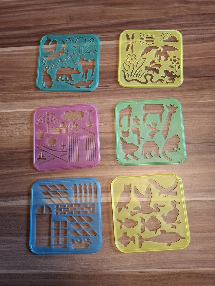 19 x Schablone Malschablone Tupperware Kinder Malen mit Tasche Beutel - Bild 2 von 4