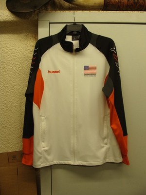 Hummel Sports Jacket Mens 2XL Asian Size Full Zip Black-White-Orange Taekwondo