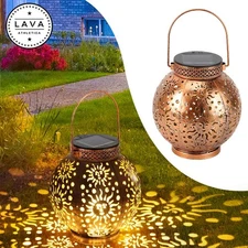 Solar Lantern Hanging LED Outdoor Cut Out Garden Light Waterproof Xmas Decor