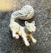Brooch Pin VTG by Gerrys Gray Squirrel Small Painted Details Green Eyes