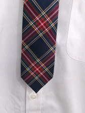 "NEW" CREWCUTS BOYS GREEN / RED NAVY BLUE PLAID / 2 3/8" WIDE TIE SILK BLEND