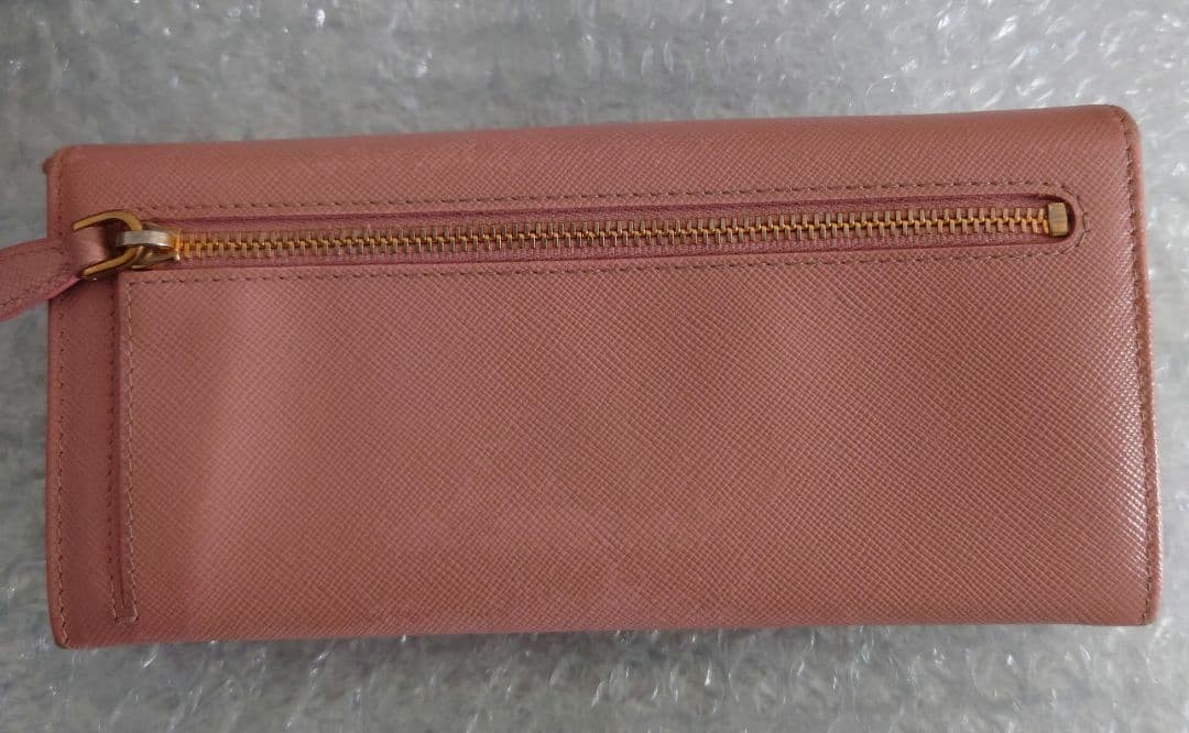 PRADA Saffiano Leather Ribbon Bow Long Wallet Pink With Exterior Back Zipper Pur thumbnail 16