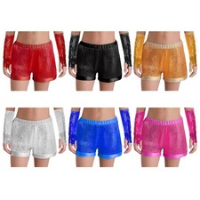 Girls Shorts Rumba Dancewear Salsa Hot Pants Festival Bottom Glitter Costumes
