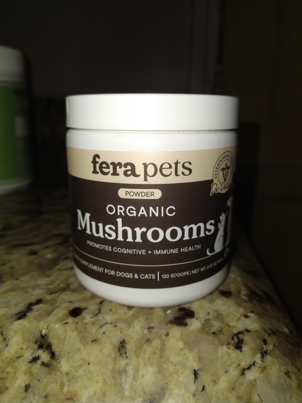 Fera Pets Organic Mushroom Supplement for Dogs/Cats Immune Support & Cognitive