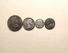 1954 d franklin half dollar 1953 d WASHINGTON 1962 DIME 1945d NICKEL