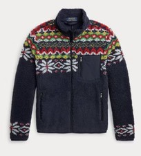 Polo Ralph Lauren Fair Isle Snowflake Sherpa Fleece Jacket YOUTH XL 18-20 NWT