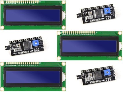 3 x LCD 1602 2x16 Matrix Character Display (blue/white) + 3 x I2C Interface