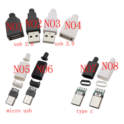 Type C Micro USB 2.0 Male Female Assembly Adapter DIY Soldering Repair Plug Jack