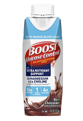BOOST Glucose Control, Rich Chocolate   8 fl oz Carton (Pack of 24)