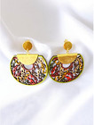 Lightweight Hand-Painted CatWood Earrings | Gold-Plated Artisan Jewelry from Co