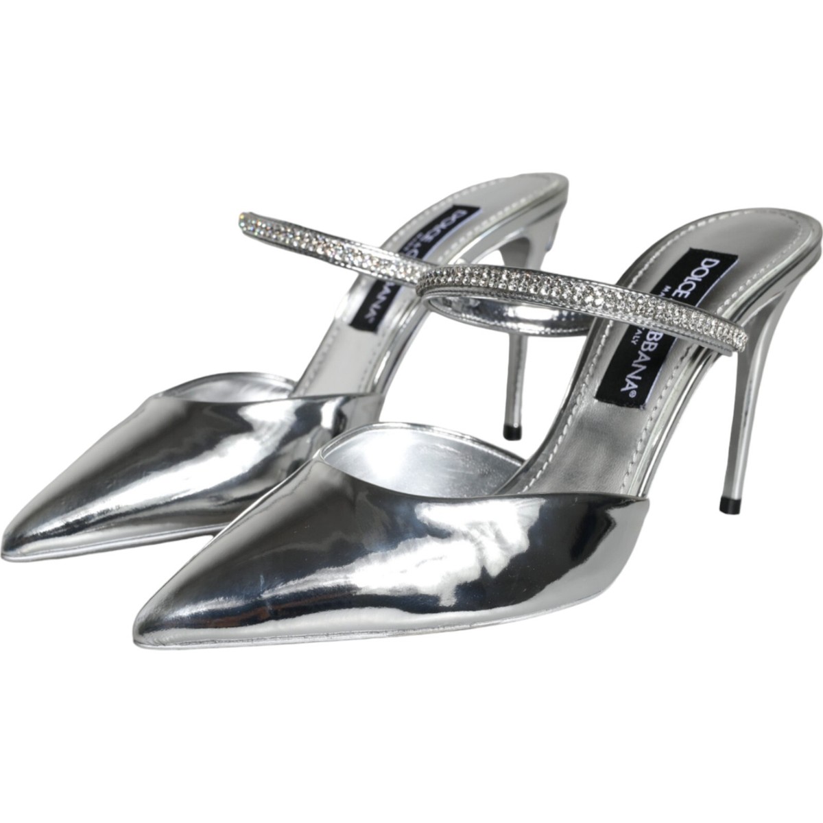 サンダル・ミュール Dolce & Gabbana SS25 NEW JACKEY (CG0913 A103780405) DOLCE & GABBANA Shoes Silver Crystal Leather Slip On Sandals