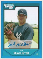 2007 Bowman Chrome #BC251 Zach McAllister /150 Blue Refractor Prospect Auto
