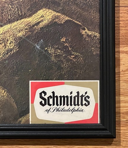 Vintage SCHMIDT’S Beer Framed TROUT FLY FISHING Scene Advertising Bar Sign 🎣 - Picture 5 of 9