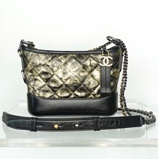 Metallic Crumpled Quilted Mini Gabrielle Crossbody Black Gold