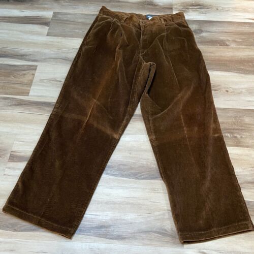 Eddie Bauer Corduroy Pants Mens 36 x 30 Pleated Brown