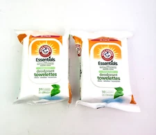 Arm & Hammer Essentials Simply Fresh Deodorant Travel Wet Wipes 30 Count 2 Packs