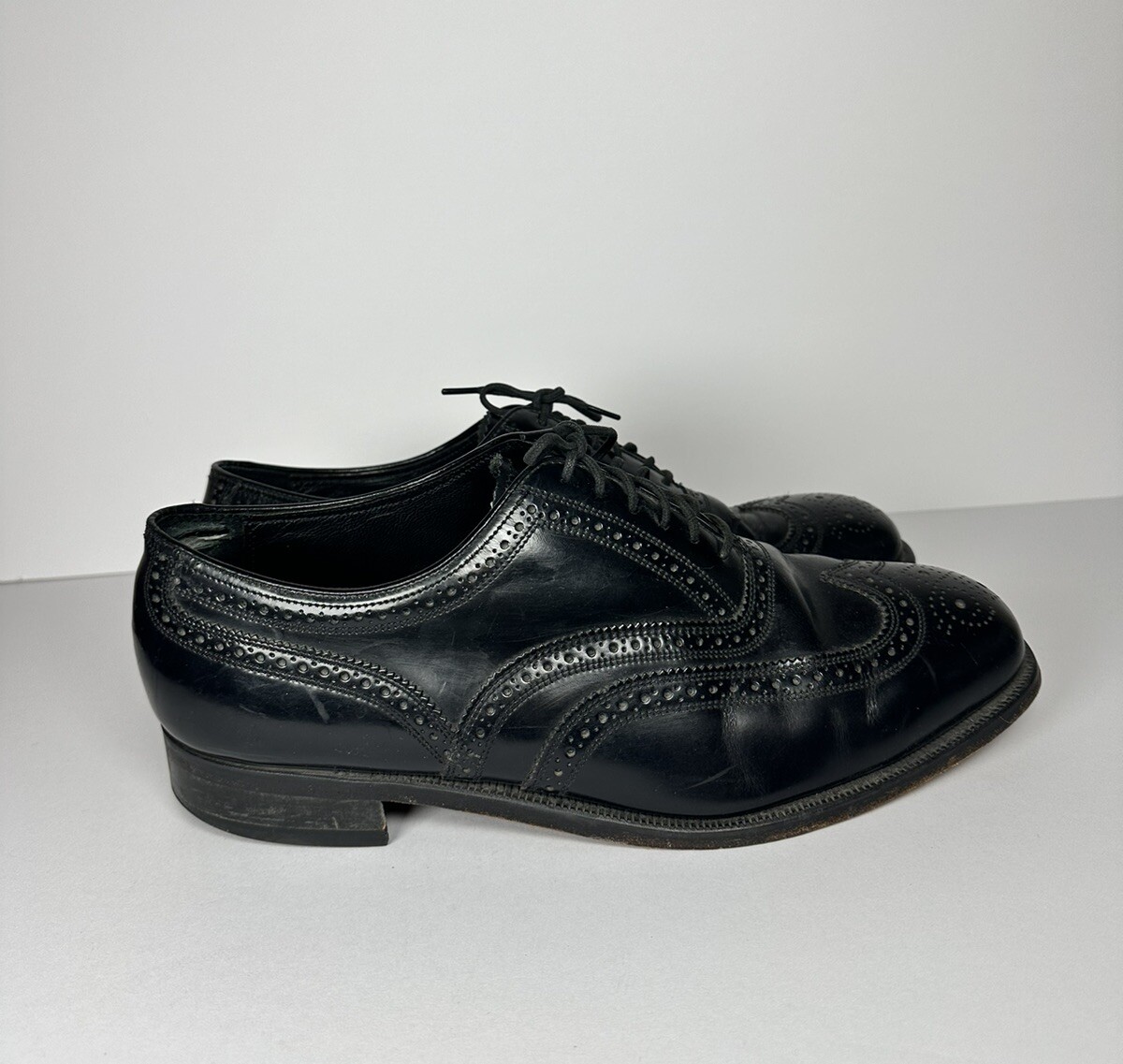 Florsheim Lexington Black Leather Wing-Tip Size 10 Men's Dress