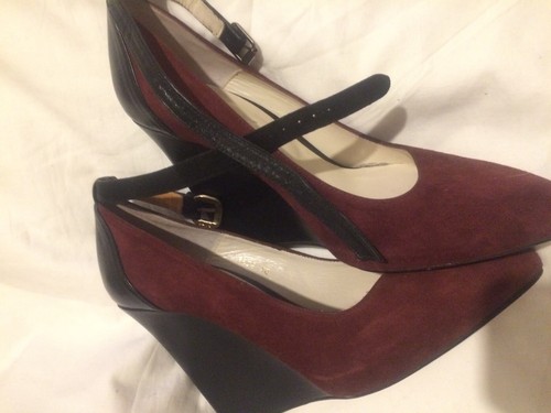 The kooples wedge suede burgundy and black woman shoes - Picture 3 of 5