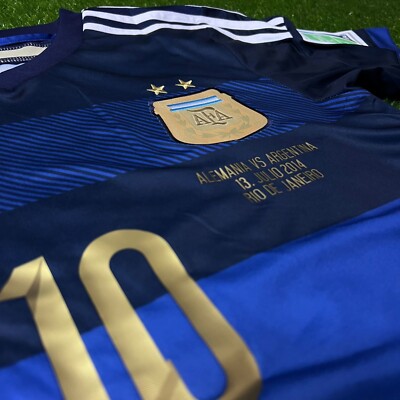 Maillot Argentin Domicile 2014 N°10 Messi – Coupe Du Monde – Taille L