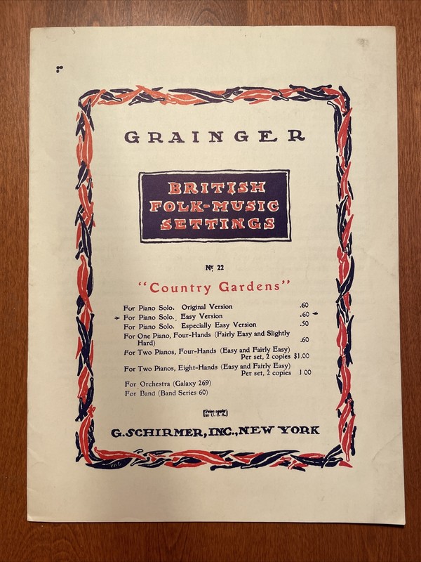 Country Gardens ~ English Morris Dance Tune ~ Grainger ~ Sheet Music