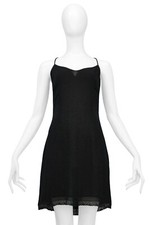 VINTAGE DOLCE & GABBANA BLACK SLIP DRESS WITH LACE TRIM