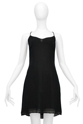 VINTAGE DOLCE & GABBANA BLACK SLIP DRESS WITH LACE TRIM | eBay