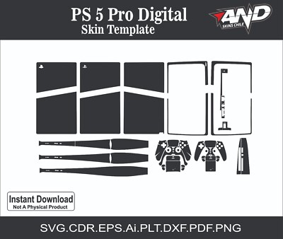 Ps5 pro digital + Controller Skin Template Vector skin die cuts template Svg