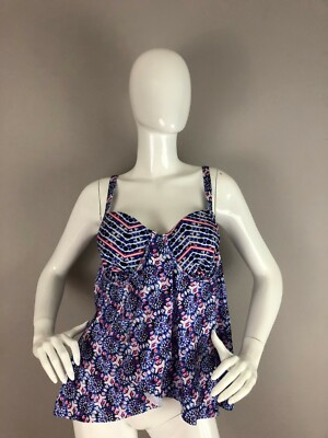 New Swimsuits For All Shore Club Tankini Swim Top Halter Style Geometric SZ 18