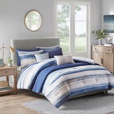 Madison Park Marina 8 Piece Seersucker Comforter and Coverlet Set Collection