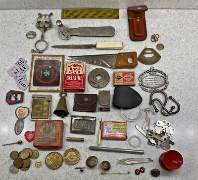Junk Drawer Lot of Miscellaneous Odds & Ends & Collectible Items & Coins & Token