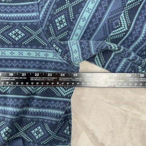 LL Bean 1/4 Zip Sweater Mens XL Reg Cotton Blend Blue Southwest Aztec Pullover - Picture 6 of 7