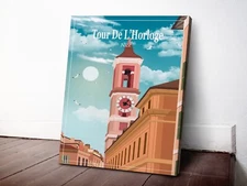 Nice Clock Tower 40x50cm Stretched Travel Canvas Wall Art Print