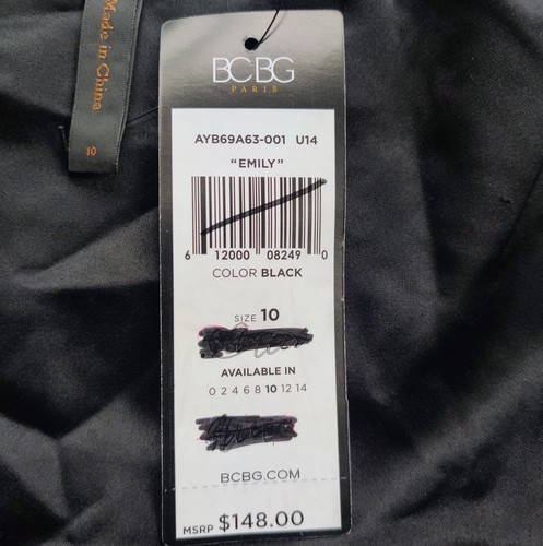 BCBG PARIS Kleid mit Ösen und Schößchen Größe 10 Etui ärmellos schwarz Damen neu mit Etikett - Bild 8 von 12