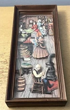 Vtg 1975 Lithograph CH Allard General Store Paper Hobby 2” Shadow Box Wood Frame