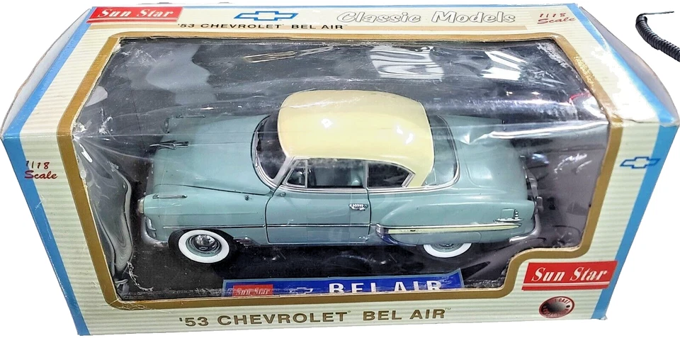 Vintage 1953 Chevrolet Bel Air 1/18 scale Blue Diecast Car by Sun Star - Image 3 of 4