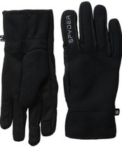 Spyder Gloves Black Leather Palm Stretchable Touch Screen - Size S / M - NEW