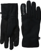 Spyder Gloves Black Leather Palm Stretchable Touch Screen - Size S / M - NEW