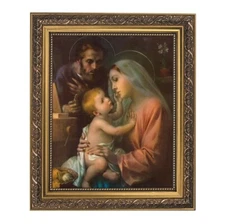 Madonna and Child Framed Print, Under Glass With Gold Finish Frame, 12.5" High
