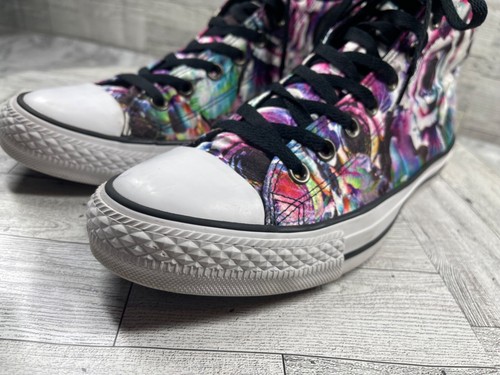Converse CTAS Sneakers Men 9M Floral High Top Shoes Black Pink Satin Athletic - Picture 9 of 19